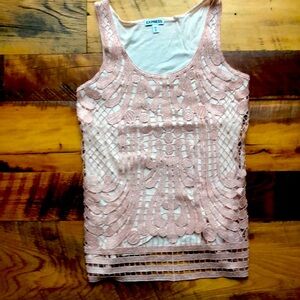 Express XS Pink Tank with shimmery overlay